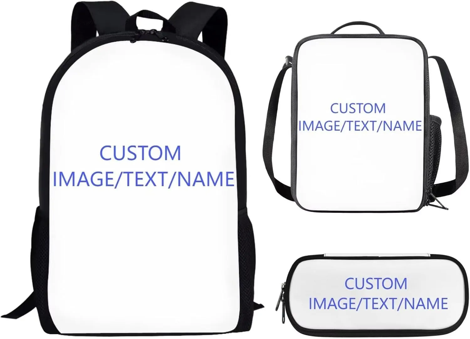 Orange Cat Print Boys Girls Backpack Set,3 Pcs Personalized School Bag Large Capacity Bookbag Pencil Case for Kids Elementary Middle Hight School,The Cat's Reflection Is A Tiger (Black)