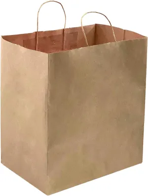 orange river 25 Count 14" L x 10" W(gusset) x 15.75" H Large Ultra Wide Brown Kraft Paper Bags with Twisted Handle, Perfect Solution for Restaurant Takeouts, Parties, Baby Shower, Shopping