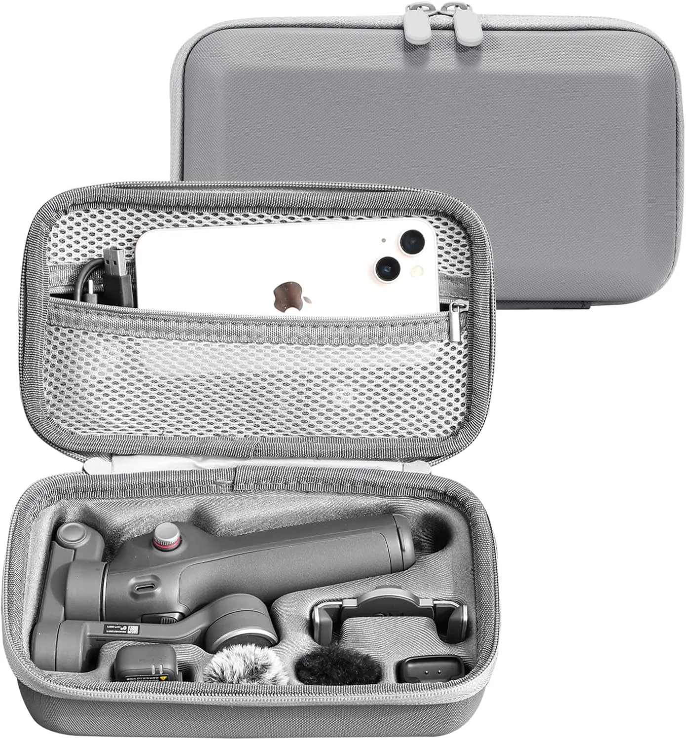 Osmo Mobile 7 Case, PU Portable Storage Handbag for DJI OM 7/7P Gimbal Stabilizer Accessories, Light Gray [Case Only]