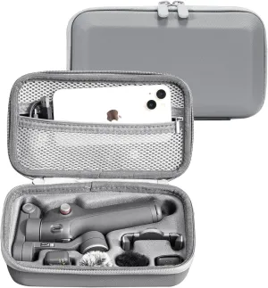 Osmo Mobile 7 Case, PU Portable Storage Handbag for DJI OM 7/7P Gimbal Stabilizer Accessories, Light Gray [Case Only]