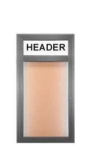 Outdoor LED Lighted Enclosed Bulletin Boards 19 x 24 with Header (Single Door)