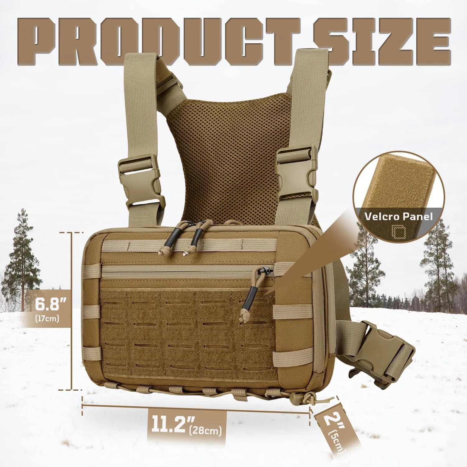 Outdoor Tactical Chest Bag Chest Rig Pack EDC Molle Utility Chest Pouch for Workouts Hiking Fishing
