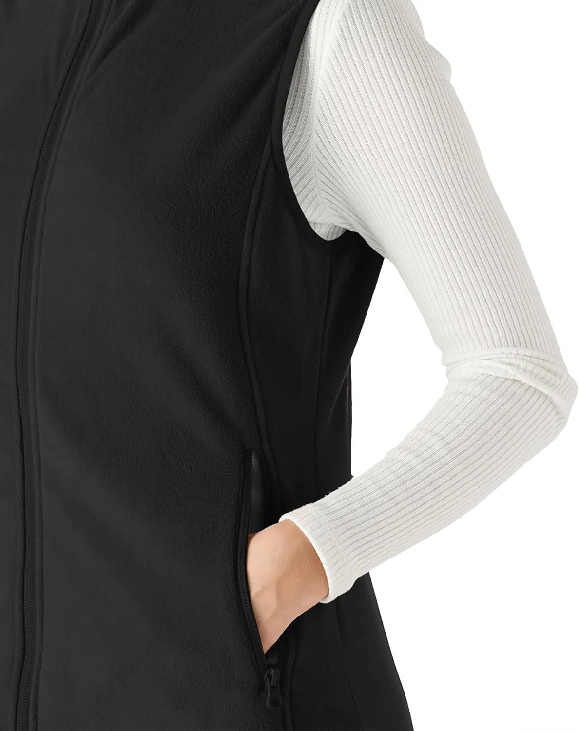 Outdoor Ventures Women's Fleece Vest, Zip Up Lightweight Soft Running Vest Outerwear Sleeveless with Pockets