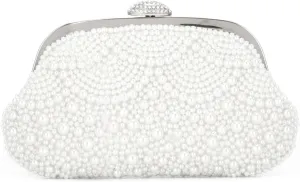 Oweisong Womens Pearl Clutch Purses for Wedding Pearl Bag White Beaded Evening Handbag Ivory Bridal Shoulder Purse