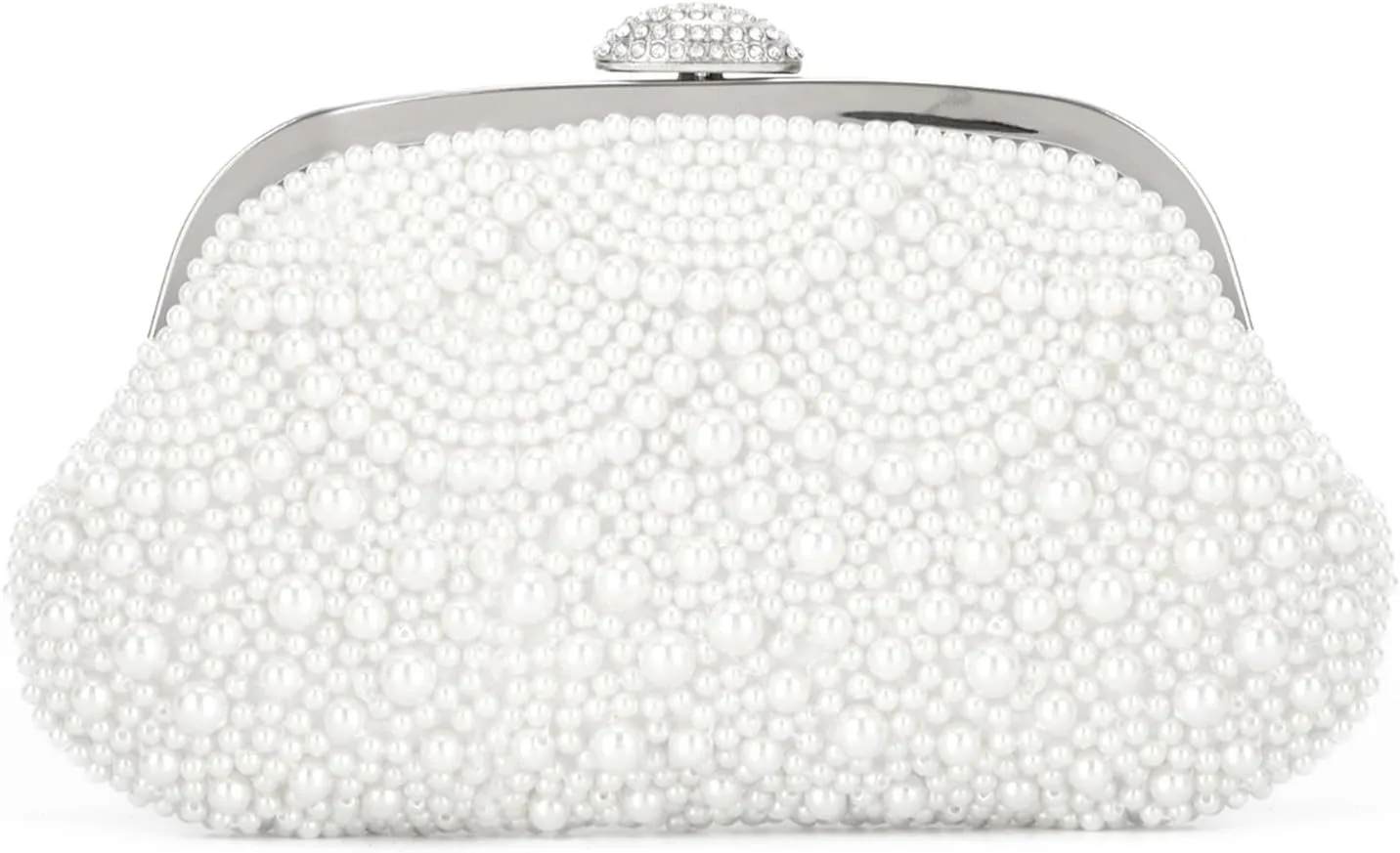 Oweisong Womens Pearl Clutch Purses for Wedding Pearl Bag White Beaded Evening Handbag Ivory Bridal Shoulder Purse