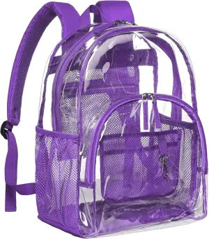 PACKISM Clear Backpack - Large Clear Backpack Heavy Duty Transparent Backpacks for School, See Through Backpack Clear Bookbag for School, Work Purple(for age 12 above)