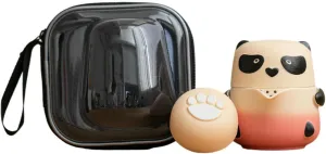 Panda Kung Fu Tea Set, Ceramic Travel Tea Set-Romantic Pink Gradual Change-Travel Bag