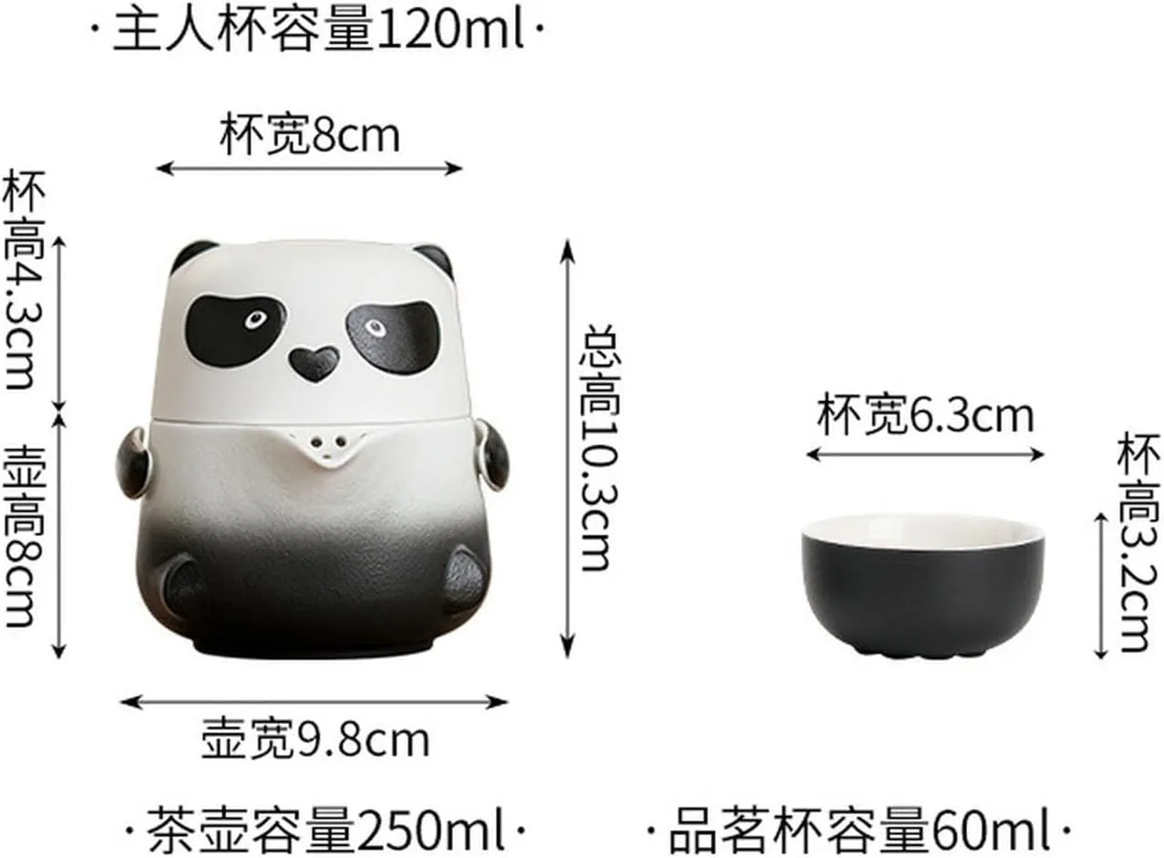 Panda Kung Fu Tea Set, Ceramic Travel Tea Set-Romantic Pink Gradual Change-Travel Bag