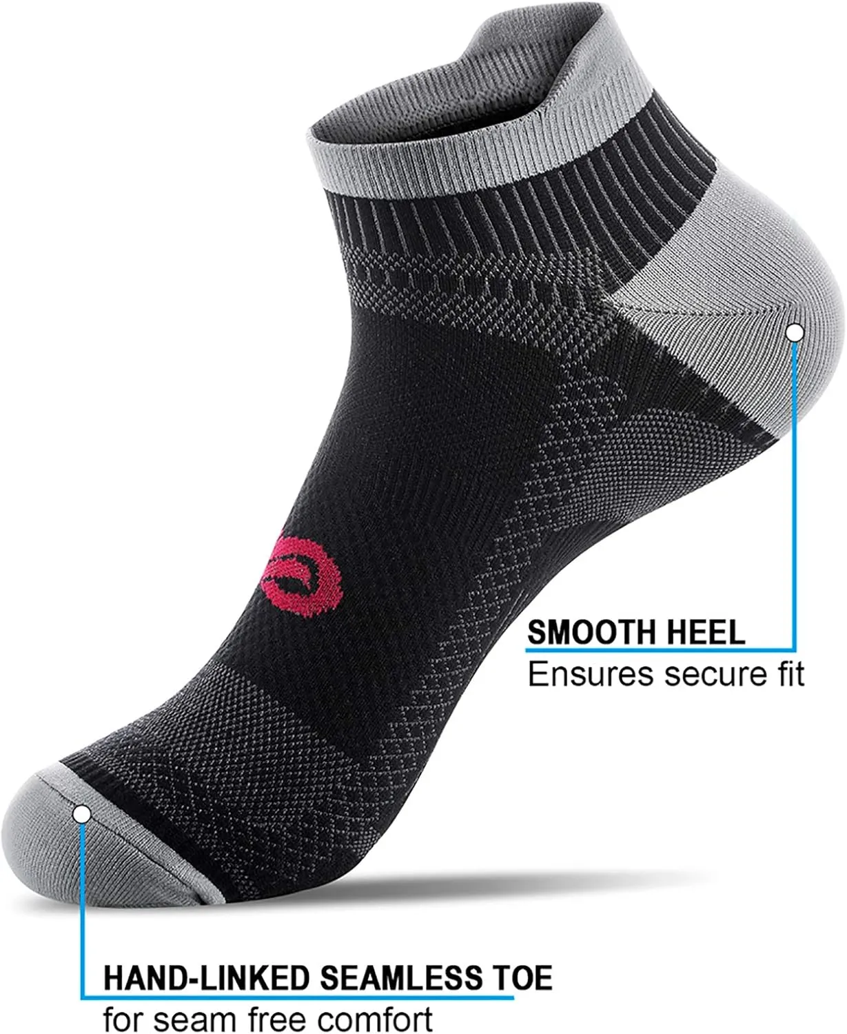 PAPLUS Ankle Compression Sock for Men and Women 2/4/6 Pairs, Low Cut Compression Running Sock with Ankle Support