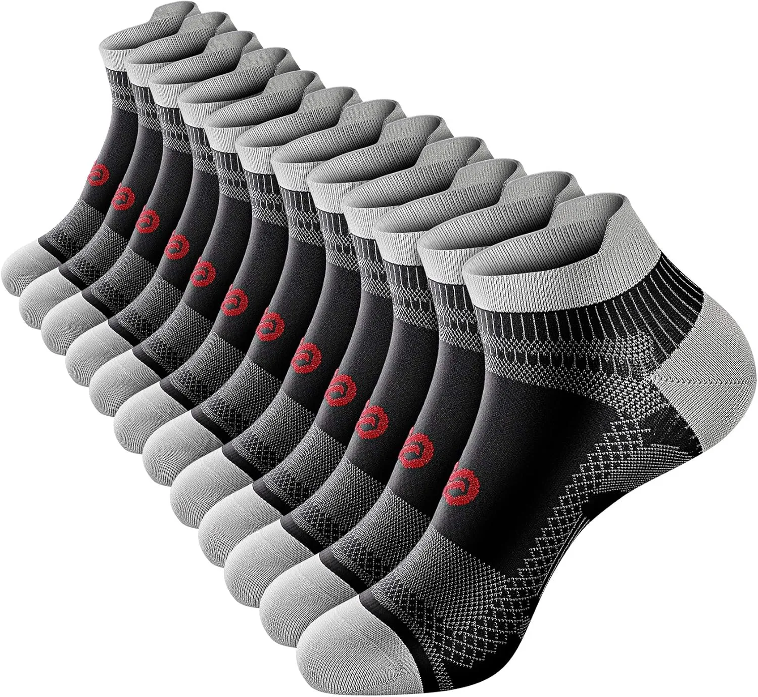 PAPLUS Ankle Compression Sock for Men and Women 2/4/6 Pairs, Low Cut Compression Running Sock with Ankle Support