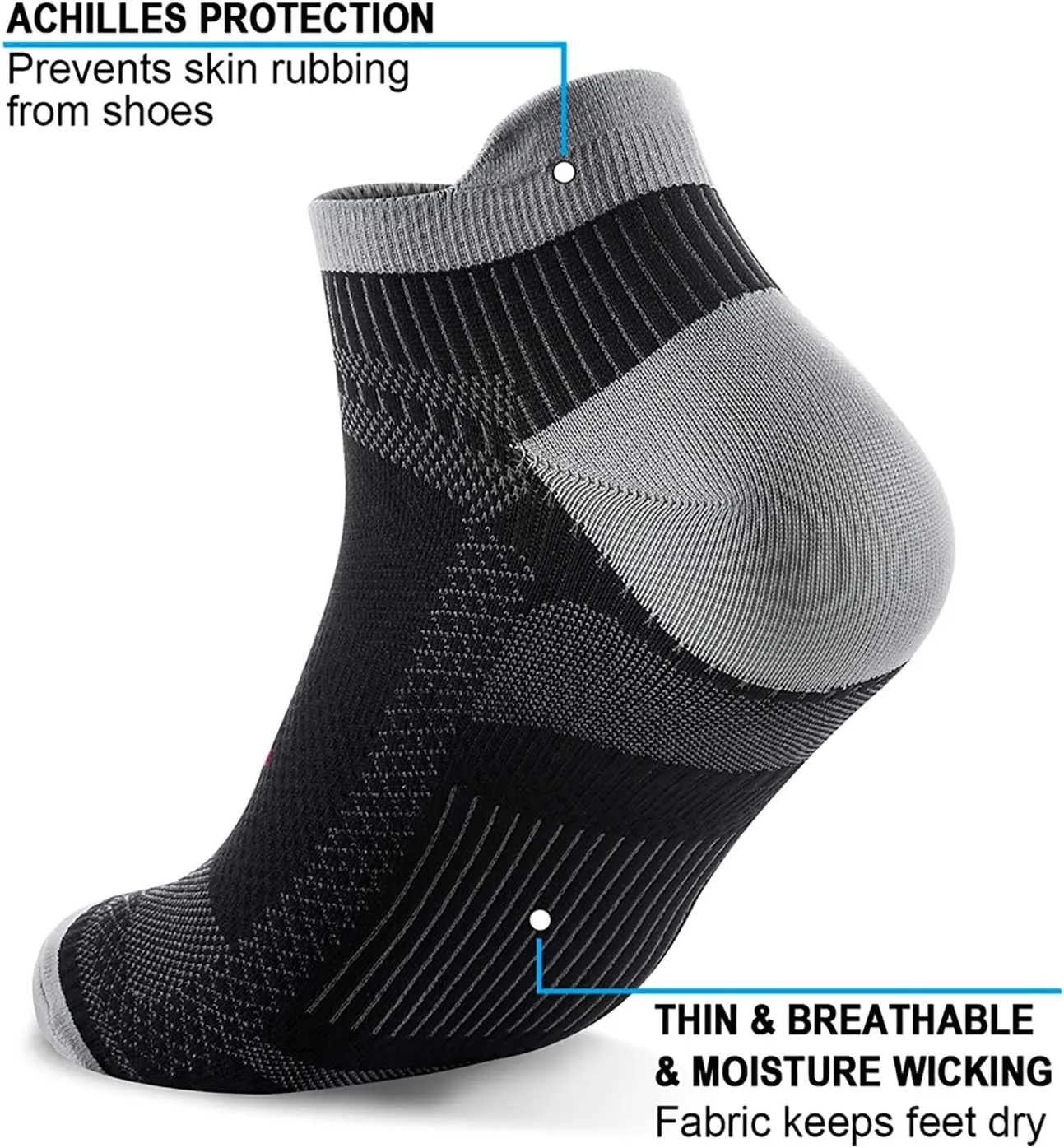 PAPLUS Ankle Compression Sock for Men and Women 2/4/6 Pairs, Low Cut Compression Running Sock with Ankle Support