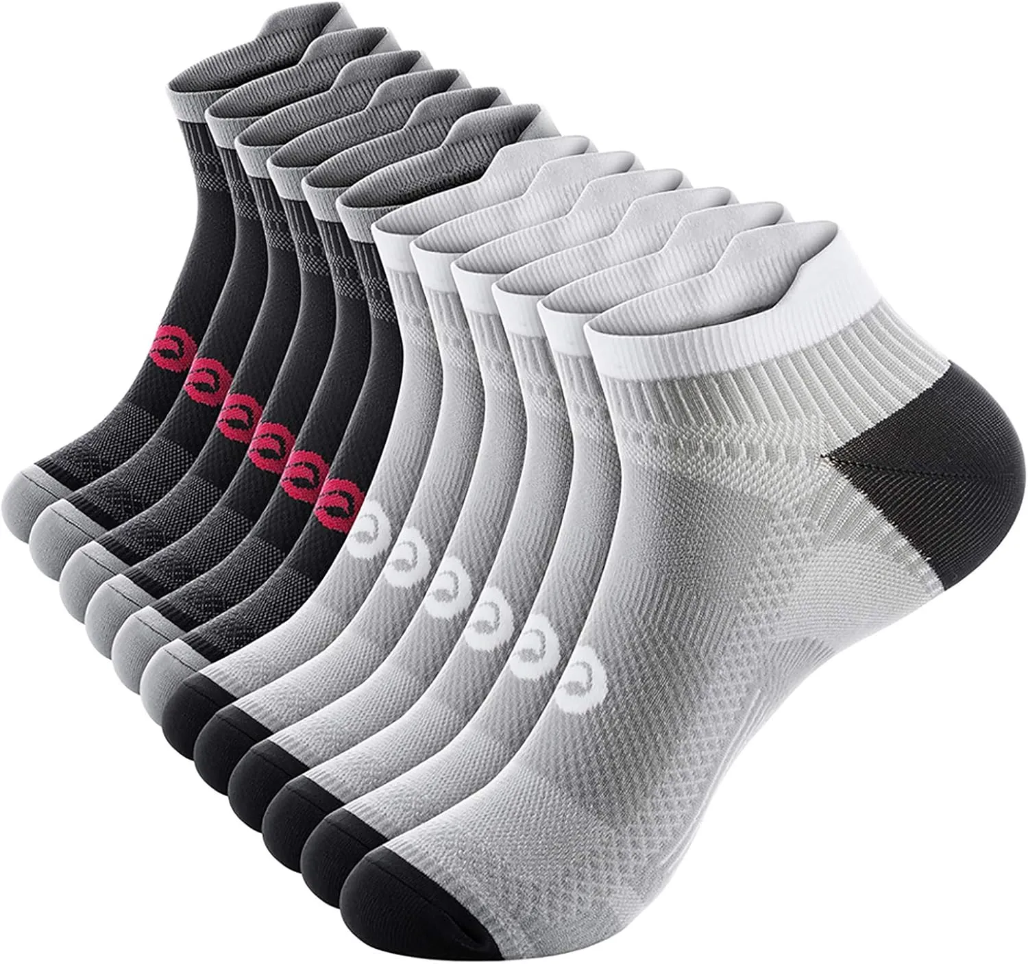 PAPLUS Ankle Compression Sock for Men and Women 2/4/6 Pairs, Low Cut Compression Running Sock with Ankle Support