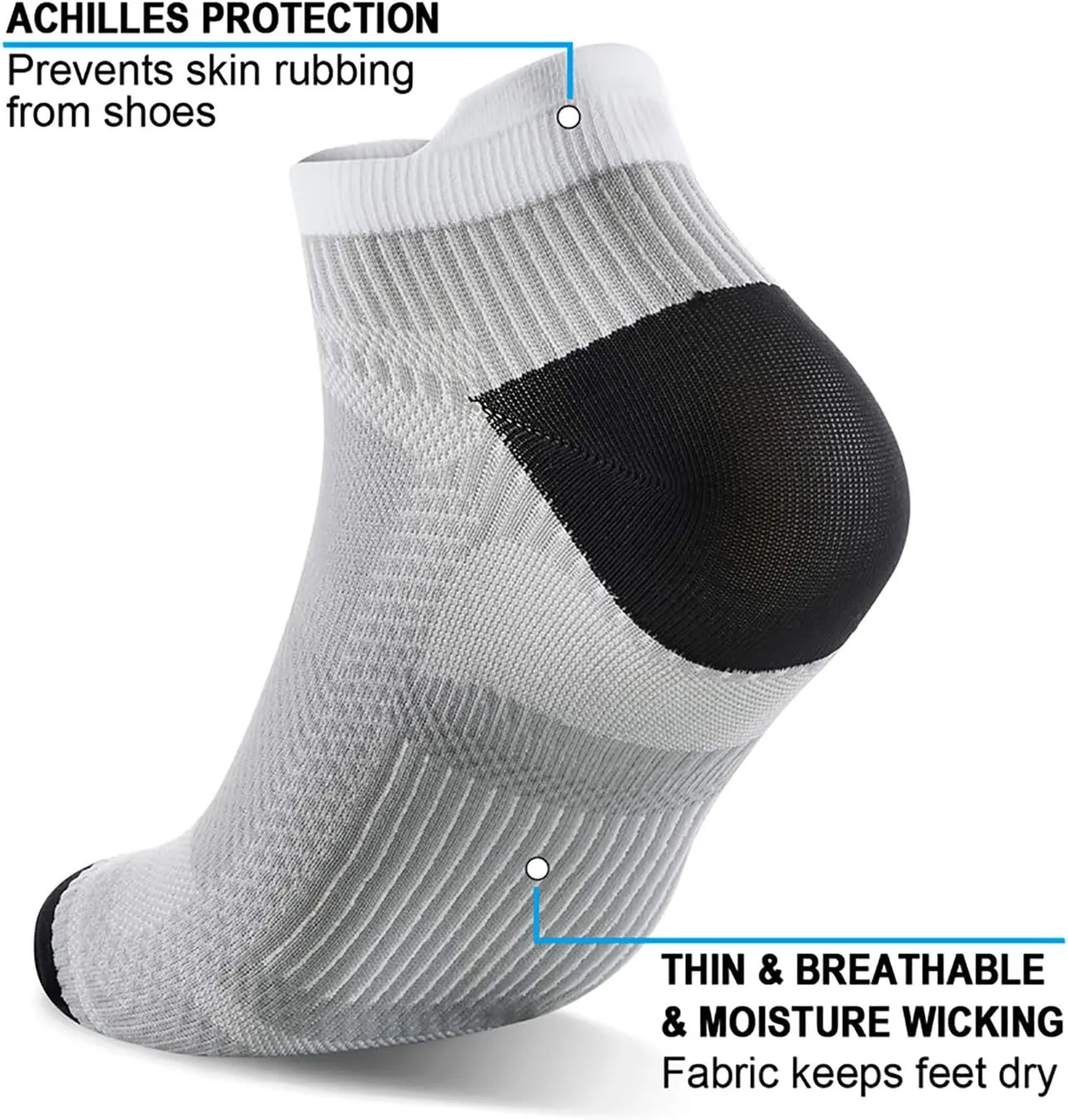 PAPLUS Ankle Compression Sock for Men and Women 2/4/6 Pairs, Low Cut Compression Running Sock with Ankle Support