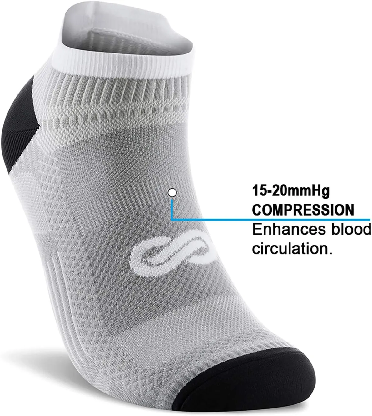PAPLUS Ankle Compression Sock for Men and Women 2/4/6 Pairs, Low Cut Compression Running Sock with Ankle Support