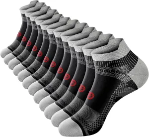 PAPLUS Ankle Compression Sock for Men and Women 2/4/6 Pairs, Low Cut Compression Running Sock with Ankle Support