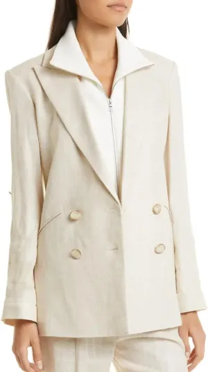 Parineti Dickey Double Breasted Jacket in Silver Size 2