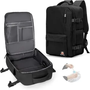 Paul Frank Vacuum Travel Backpack with Pump for Women, Flight Approved 18x14x8 inches Airback Personal Item Carry on Backpacks Casual Daypack, Laptop Waterproof Work Compression bags for Men. Black.