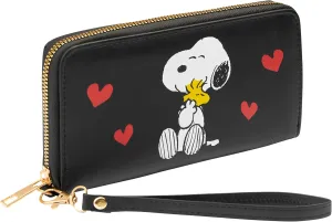 Peanuts Snoopy Womens Wallet, Zip Around Card Slots Coin Pocket - Gifts for Her