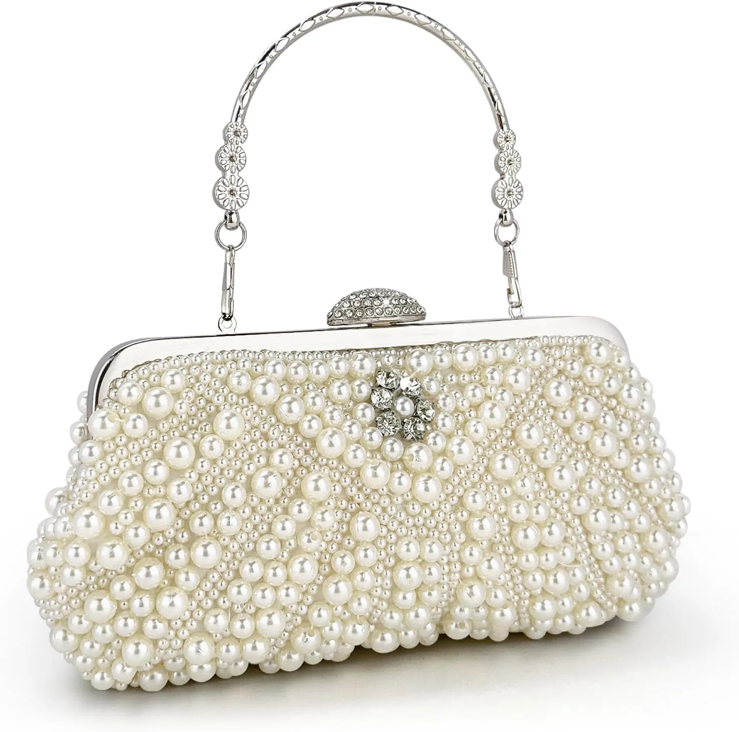 Pearl Clutch Purses for Women Wedding Bridal Evening Clutch Handbag for Parites Prom Ladies Beaded Clutch Purse