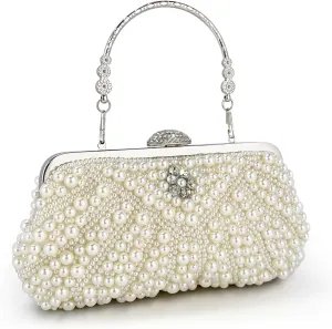 Pearl Clutch Purses for Women Wedding Bridal Evening Clutch Handbag for Parites Prom Ladies Beaded Clutch Purse