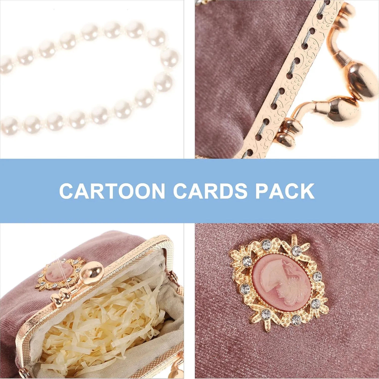 Pearl Purse Vintage Fashion - Lovely for Small Change Lady with Clasp Purse Retro Money Ladies Pouch Pearl Coin Lock Style Kiss Wallet Bag Girls Portable Chian Women Wallet Purse