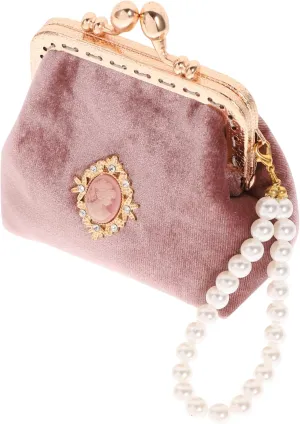 Pearl Purse Vintage Fashion - Lovely for Small Change Lady with Clasp Purse Retro Money Ladies Pouch Pearl Coin Lock Style Kiss Wallet Bag Girls Portable Chian Women Wallet Purse