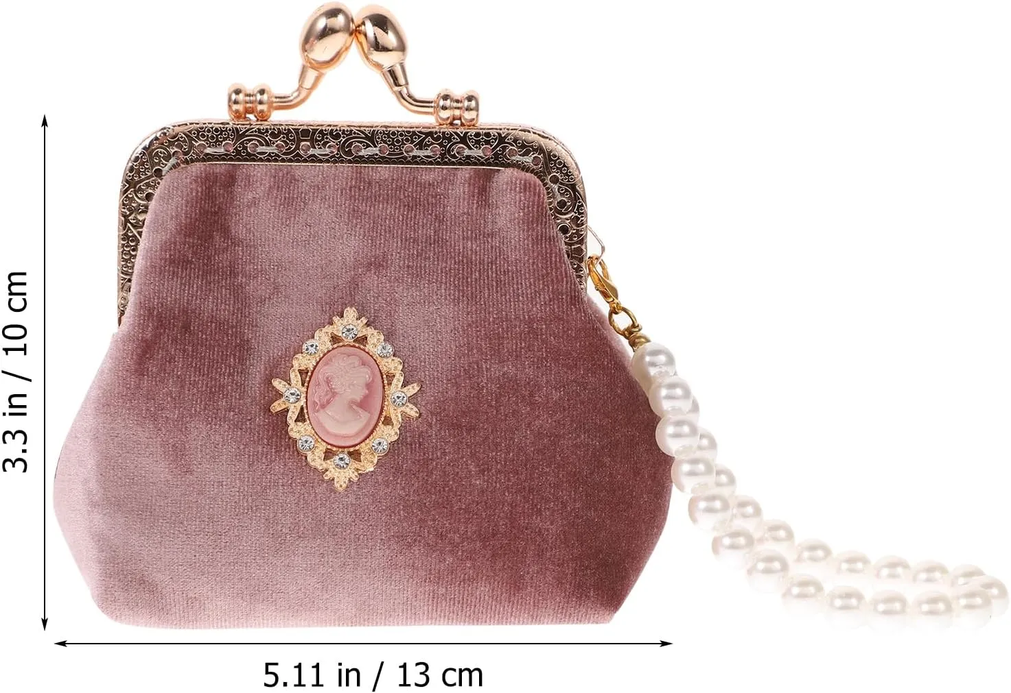 Pearl Purse Vintage Fashion - Lovely for Small Change Lady with Clasp Purse Retro Money Ladies Pouch Pearl Coin Lock Style Kiss Wallet Bag Girls Portable Chian Women Wallet Purse
