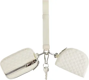 Peicees Zip Around Dual Pouch Wristlet Portable KeyChain Wallet For Women Mini Coin Pouch Detachable Wristlet Purse Cute