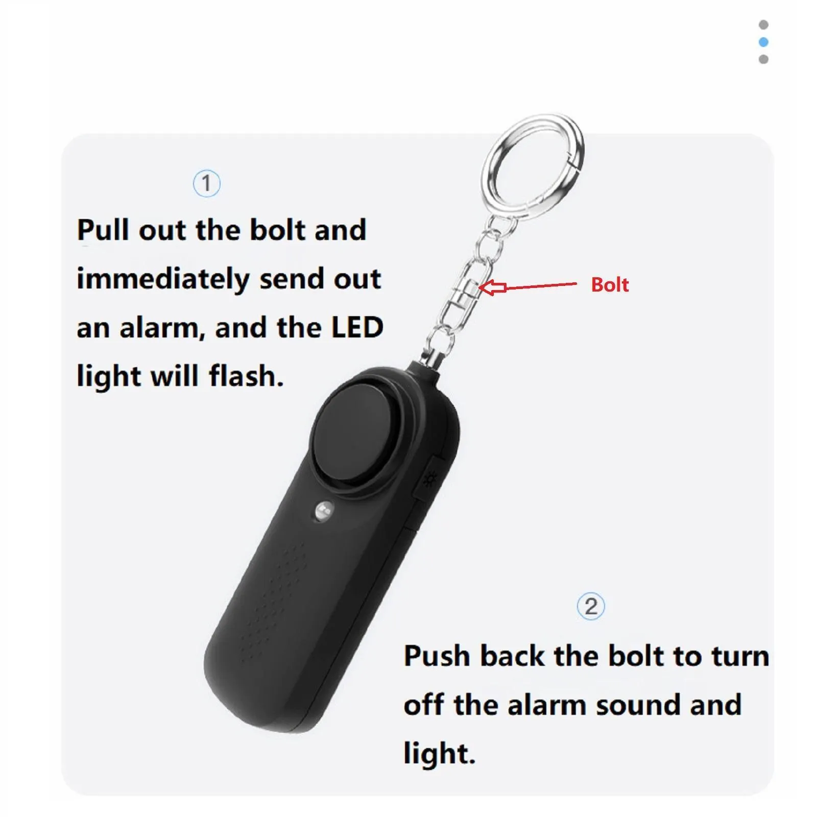Personal 130dB Alarm Self Defense Keychain -White