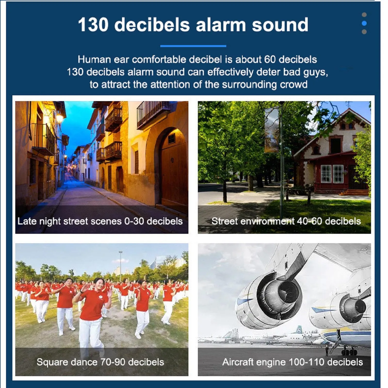 Personal 130dB Alarm Self Defense Keychain -White