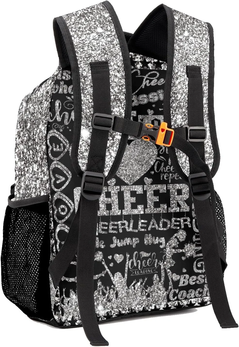 Personalized Back to School Gifts Bags Custom Name Backpack for Boys Girls Kids' Backpack Daily Cheer Silver Gray Bling Print Casual Pack