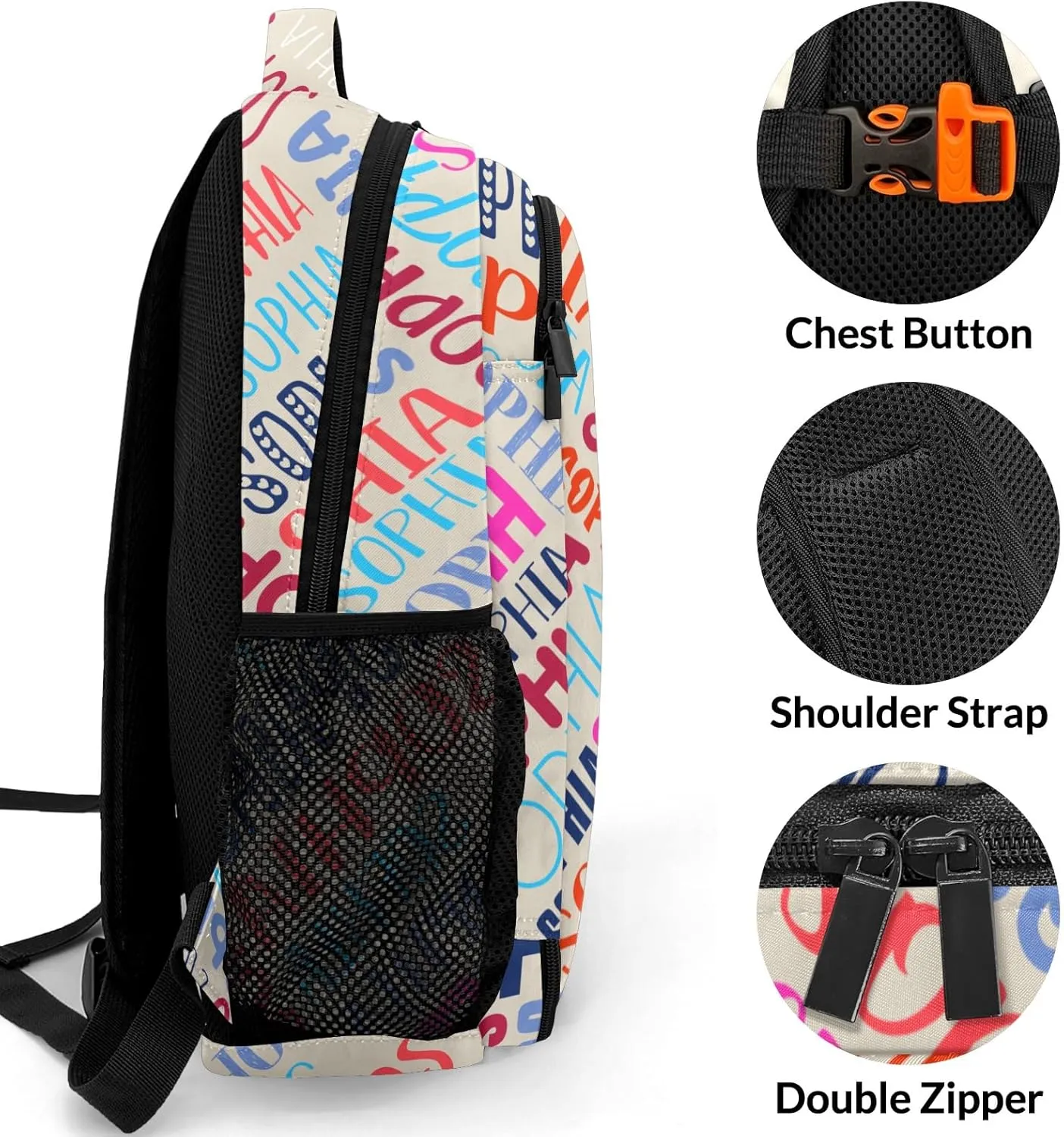 Personalized Backpacks for Girls - Custom Backpack for School Back To School Supplies Bookbag for Teen Girls Boys Kids Backpacks - Beige Backpack