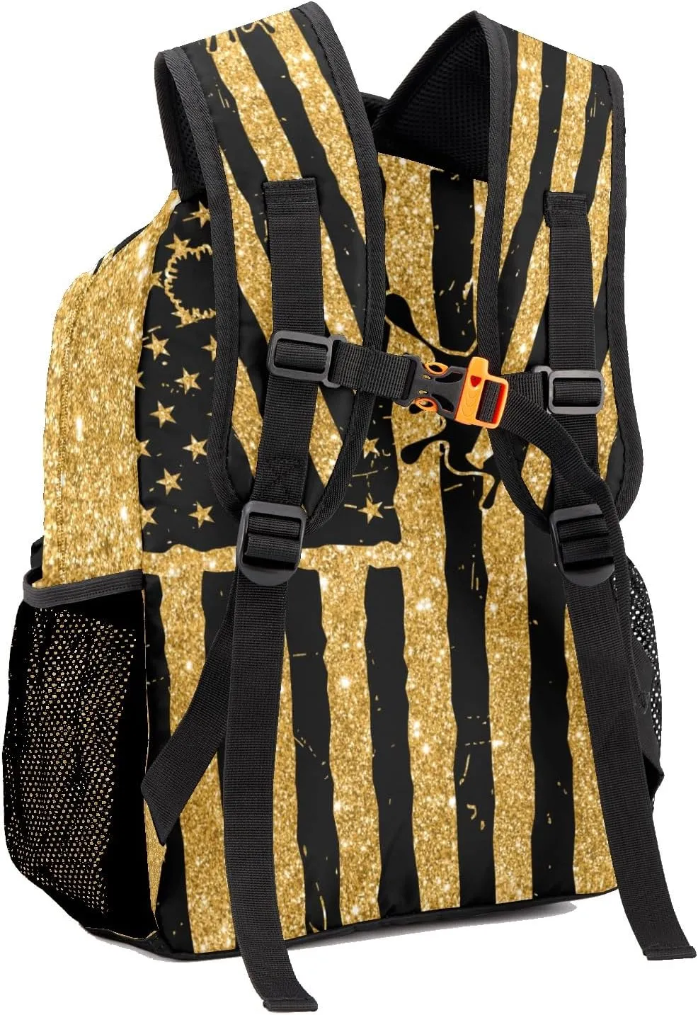 Personalized Cheer Cheerleader Gold Yellow Glitter Print Bags with Name Bag Waterproof Backpack Unisex Schoolbag Gift Casual Pack for Student Boys Girls