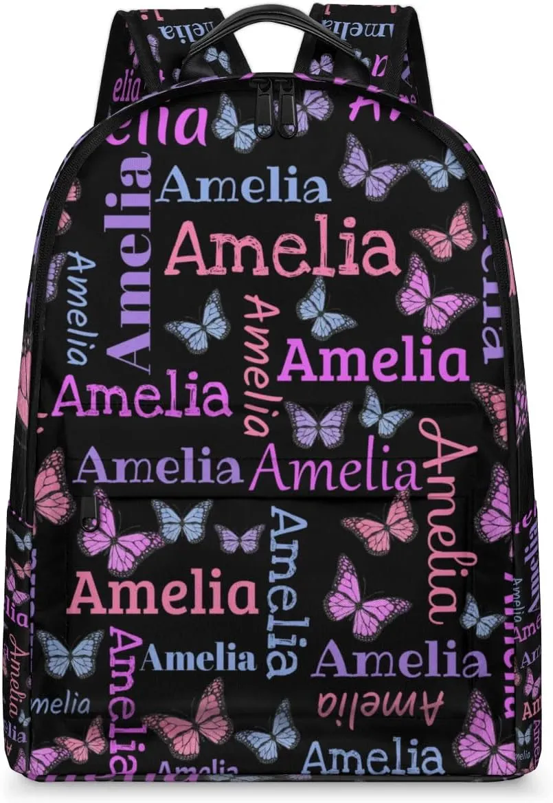 Personalized Kids Backpack School Bags for Girls, Custom Students Backpack Shoulder Bag Laptop Backpack Bookbag Gift for College School Travel Sport Butter Glitter