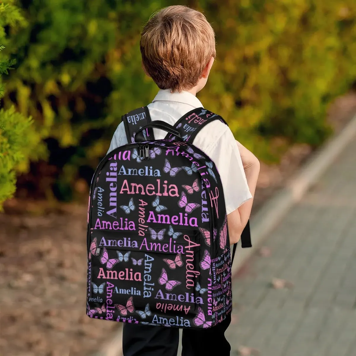 Personalized Kids Backpack School Bags for Girls, Custom Students Backpack Shoulder Bag Laptop Backpack Bookbag Gift for College School Travel Sport Butter Glitter