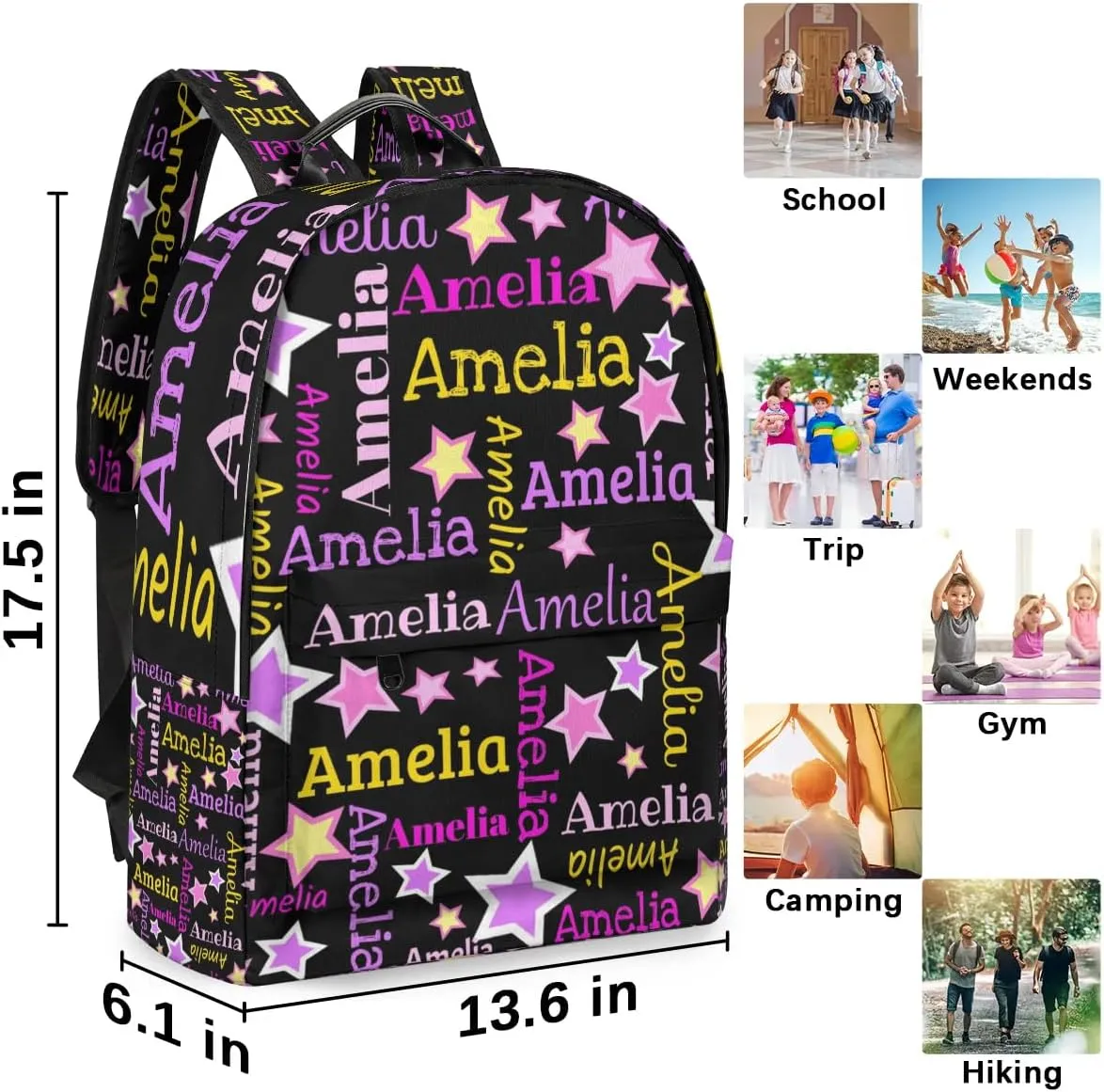 Personalized Kids Backpack School Bags for Girls, Custom Students Backpack Shoulder Bag Laptop Backpack Bookbag Gift