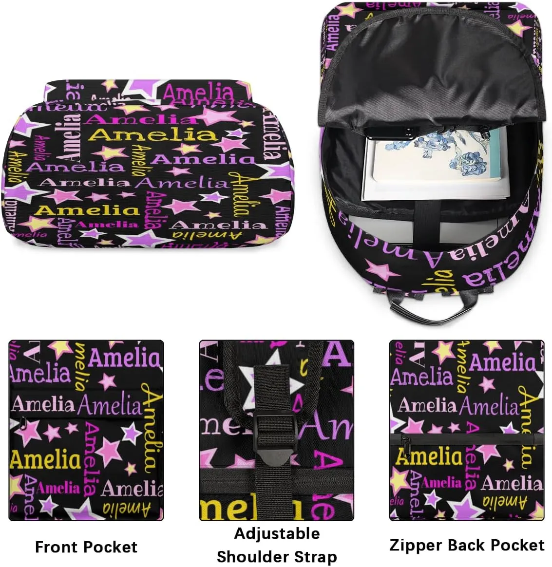 Personalized Kids Backpack School Bags for Girls, Custom Students Backpack Shoulder Bag Laptop Backpack Bookbag Gift