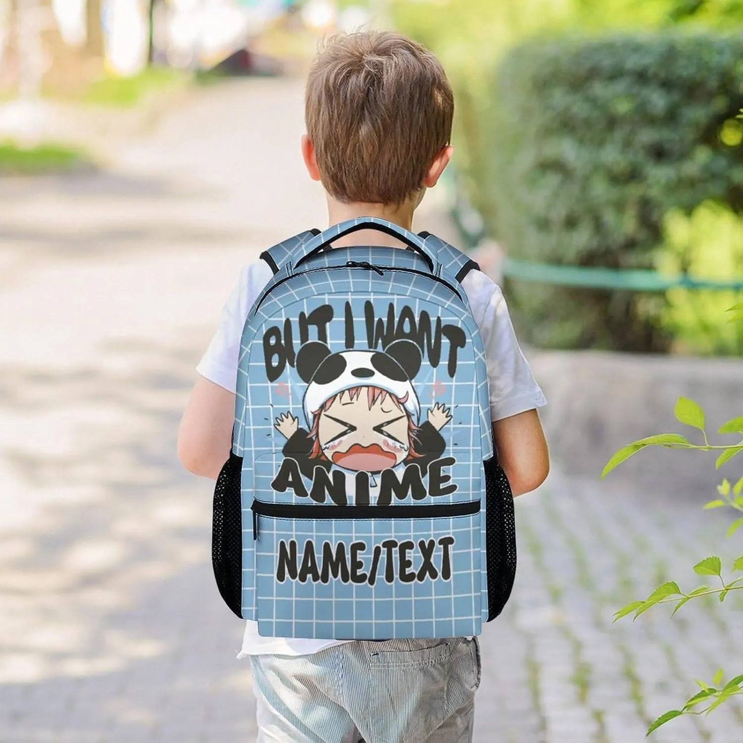 Personalized School Backpack for Girls - 16 Inches Blue Backpacks for Kids 8-10 Years - Lightweight Cute Bookbag for Primary School