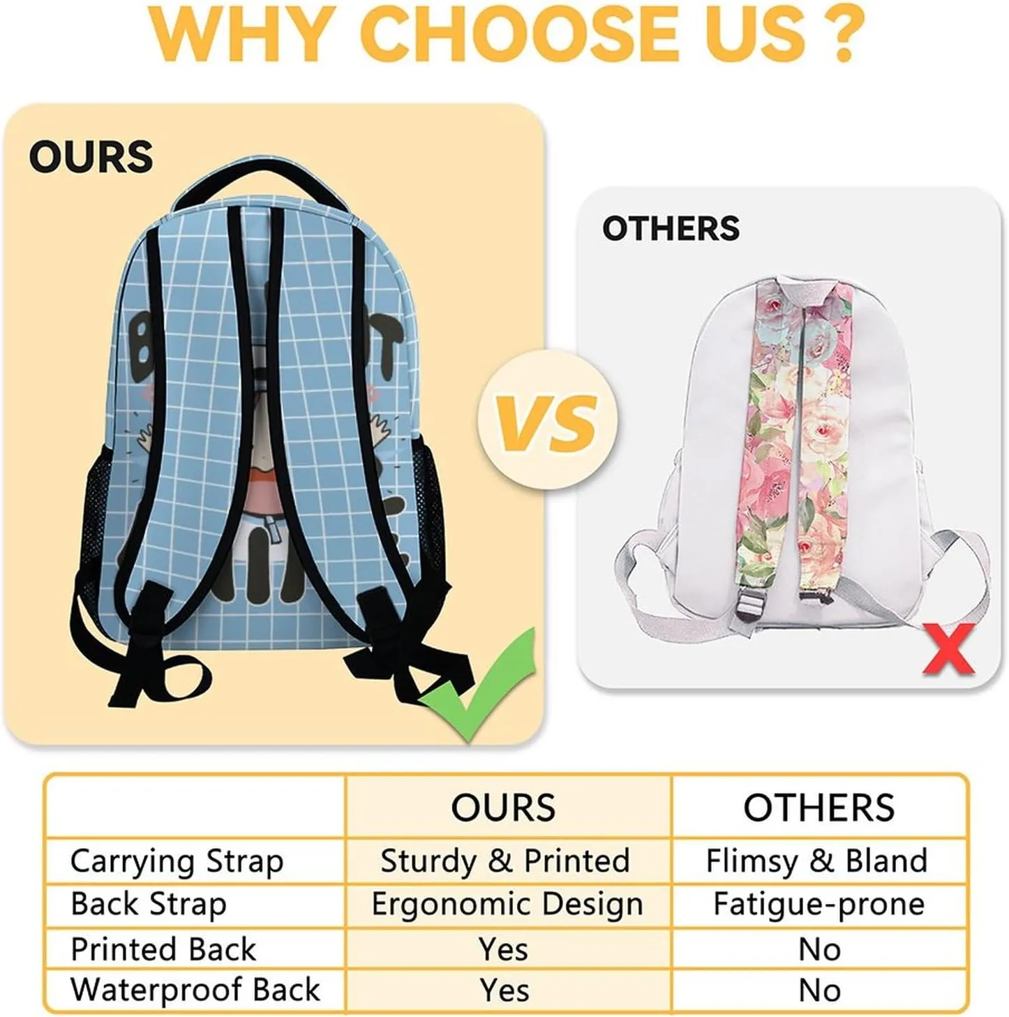 Personalized School Backpack for Girls - 16 Inches Blue Backpacks for Kids 8-10 Years - Lightweight Cute Bookbag for Primary School