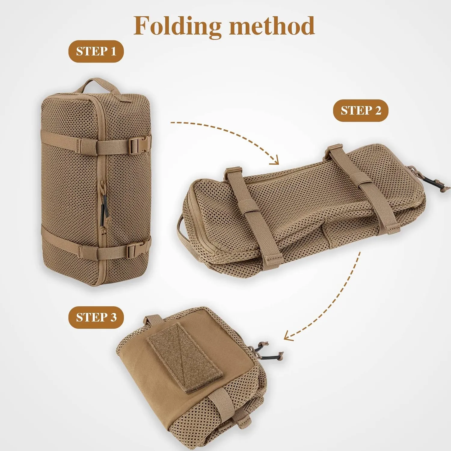 PETAC GEAR 3 PCS Tactical Modular Packing Cubes, Large Capacity Mesh Storage Bag,Outdoor Travel Organize Storage Pouches Bags.