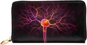 PHAYAH Cell Nucleus Extension Pattern Women'S Wallet Long Clutch Zip Around Travel Leather Purse Large Capacity Credit Card Holder