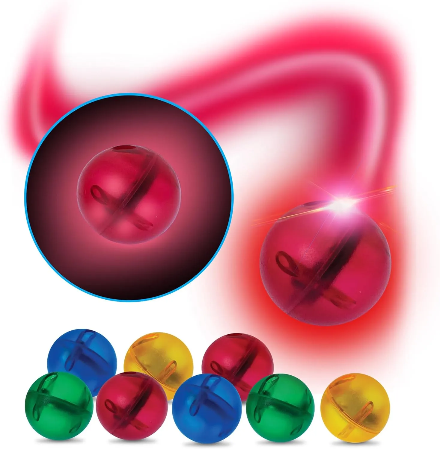 PicassoTiles Motion Activated Marbles 8pc LED Light-Up Glow in The Dark Translucent Balls for Marble Run Race Racetrack Maze Magnetic Construction Magnet Tiles Building Block STEM Education Kids Toys