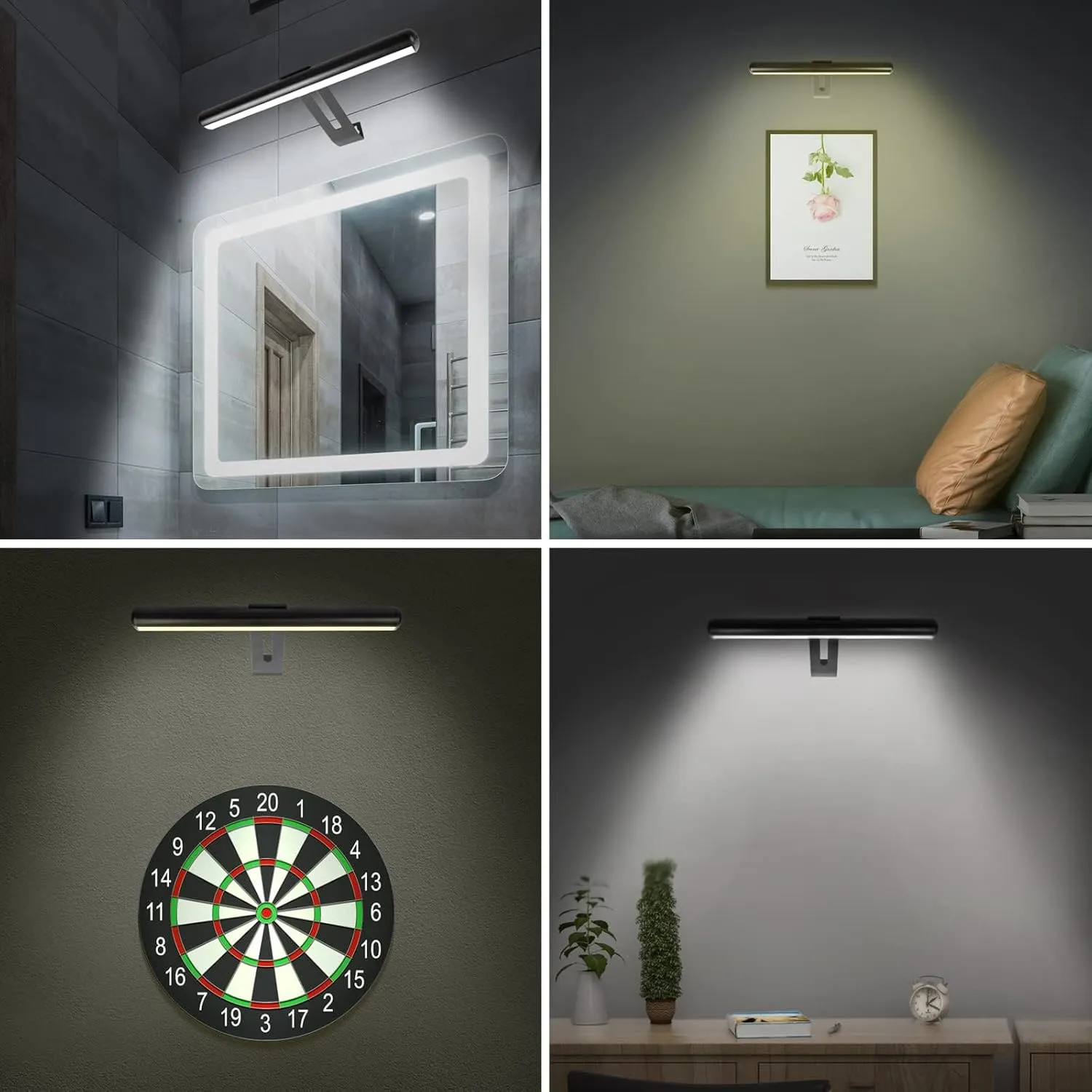 Picture Light Battery Operated, Picture Lights for Wall, Wireless Picture Light with 2 Remotes, Picture Light for Paintings, 16 LED, 3Modes, 300LM Dimmable Light with Timer for Art