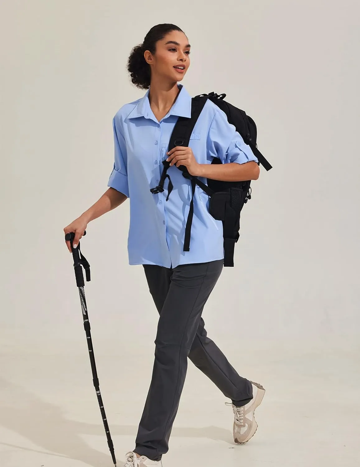 PINSPARK Womens UPF 50  UV Sun Protection Shirts Long Sleeve Outdoor Fishing Blouse Quick Dry Safari Hiking Tops with Pockets