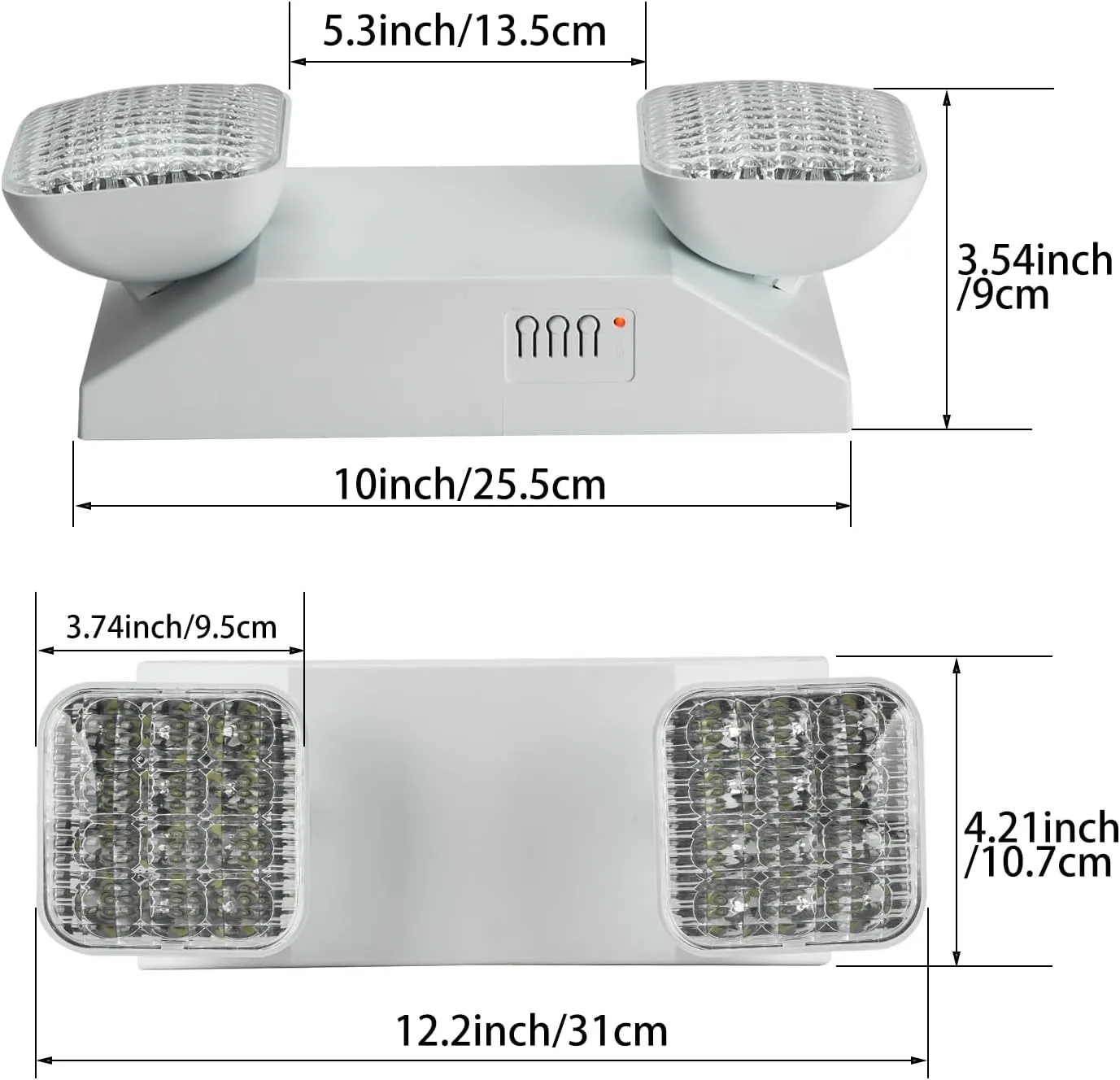 Plug in Emergency Lights for Business Home Power Failure 4Hours 300lm LED Commercial Emergency Light Fixtures with Battery Backup Rechargeable Adjustable Two Heads AC85-277V
