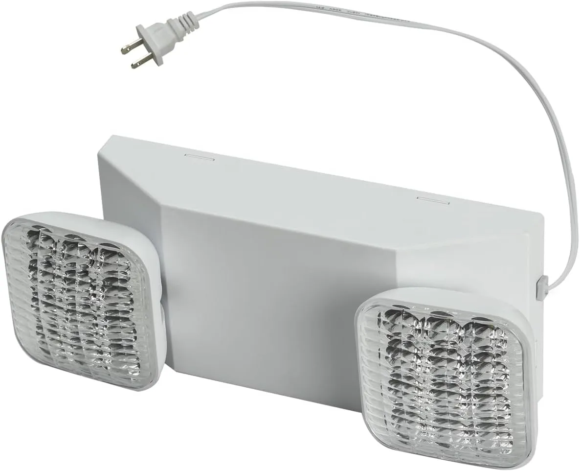 Plug in Emergency Lights for Business Home Power Failure 4Hours 300lm LED Commercial Emergency Light Fixtures with Battery Backup Rechargeable Adjustable Two Heads AC85-277V