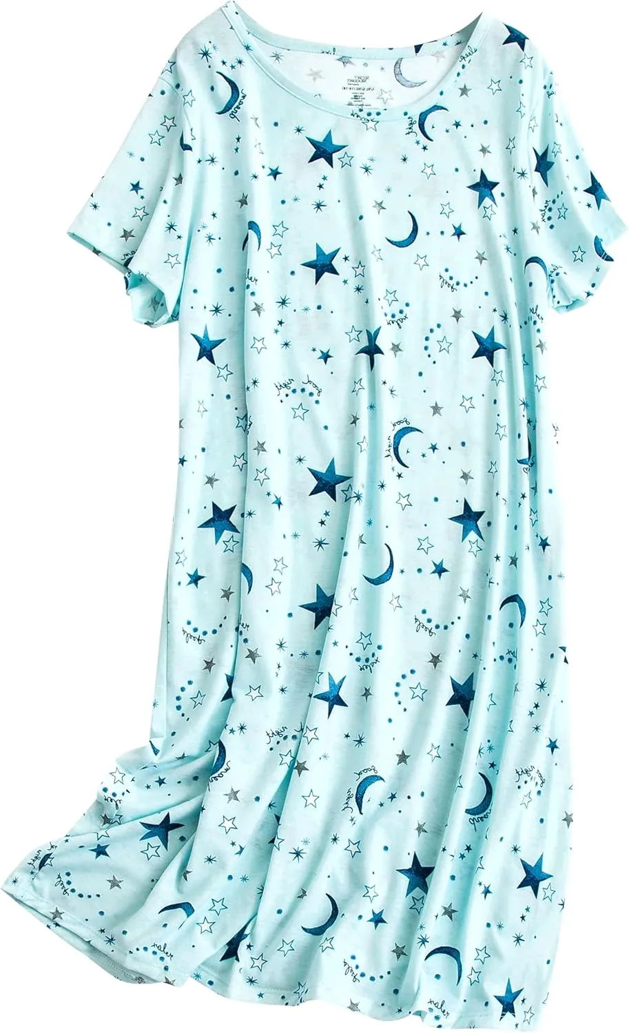 PNAEONG Women's Cotton Nightgown Sleepwear Short Sleeves Shirt Casual Print Sleepdress