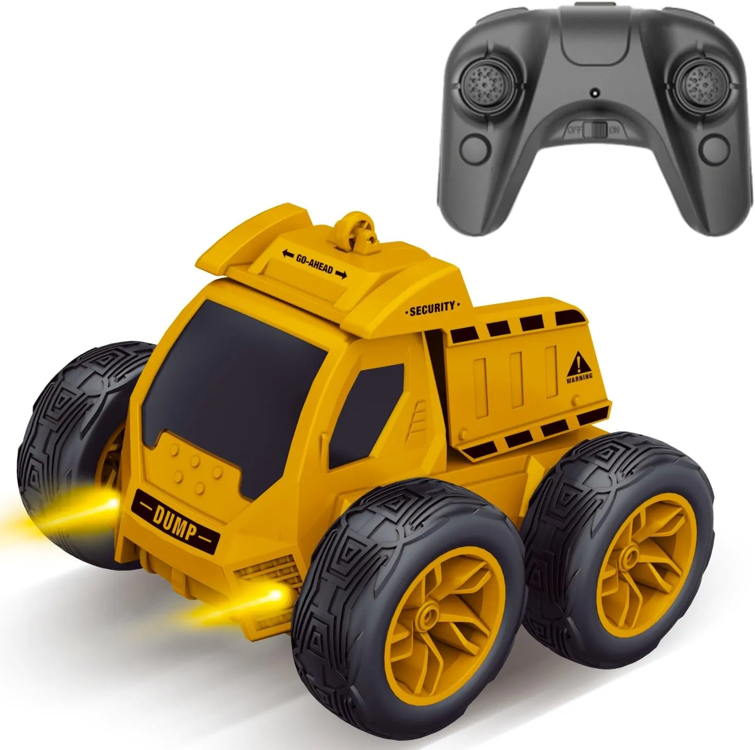 POCO DIVO Stunt Dumper, Tumbling RC Bigfoot Dump Truck, 2.4Ghz Radio Control Construction Vehicle, Off-Road Cute Toy Car, Demo Play Flip Rotate Spin Roll Cartoon Trailer, Kids Gift Boys Girls Present