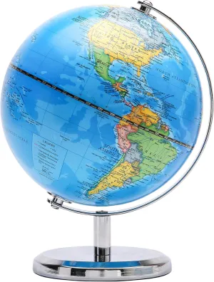 Political Globe Dia 5.5-inch / 14cm- Educational/Geographic - Stainless Steel Arc and Base - School, Home, and Office