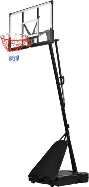 Portable Basketball Hoop System 8-10ft Height Adjustable with LED Lights, Shatterproof PVC Backboard, Large PE Base, Shock-Absorbing Rim,Rust-Resistant Metal Pole for Indoor/Outdoor Play